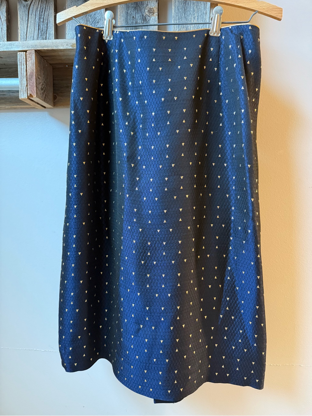 Caroline Charles (British) Women’s Navy Jupiter Pencil Skirt With Gold Dots